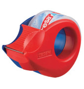 Klebefilmabroller Mini 19mm x 10m rot/blau kristallklar