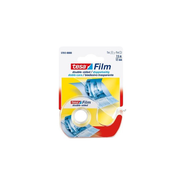 4042448899743 - Klebefilm ® film® 12 mm x 75 m (b x l) beidseitig klebend mit Lösungsmittel inkl Einwegabroller Polypropylen transparent