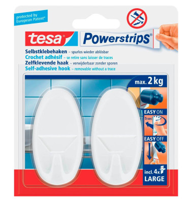 Klebenagel Powerstrips, 58013-00049-20, bis 2kg, wei&szlig;