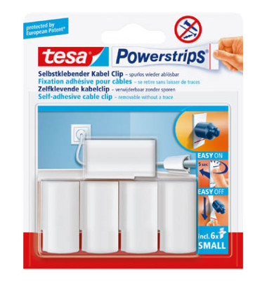Klebestrips 58035-00016-20 Powerstrips Kabel-Clip, 5 St&uuml;ck, 21x11x36mm (BxHxL), wiederabl&ouml;sbar