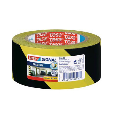 Signalklebeband Tesapack Signal 58130-00-00, 50mm x 66m, PVC, leise abrollbar, gelb/schwarz