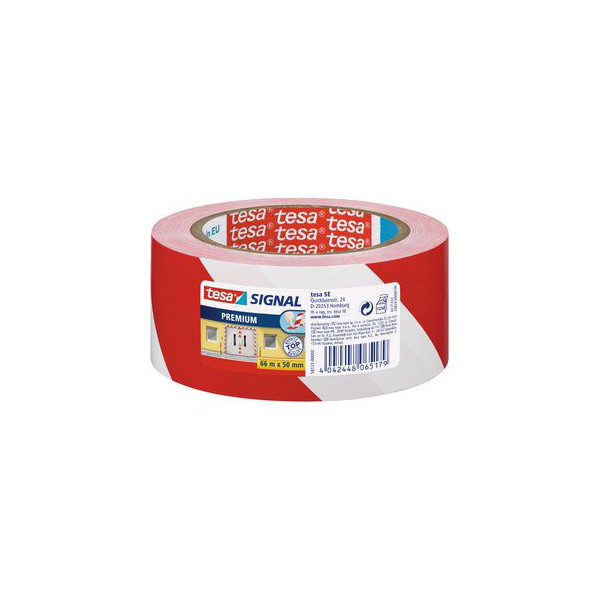 4042448065179 - Signalklebeband Tesapack Signal 58131-00-00 50mm x 66m PVC leise abrollbar rot weiß 4042448065179 Tesa