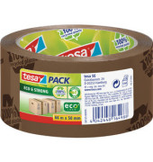 Packband Tesapack Eco & Strong 58155-00000, 100% recycled plastic, 50mm x 66m, PP, leise abrollbar, braun