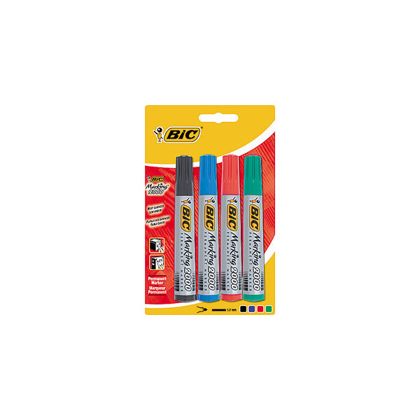 3086120120047 - BIC Marking 2000 Rundspitze Permanentmarker Recycelt 51% Mittel Rundspitze 17 mm Farbig Sortiert 4 Stück 3086120120047 - BIC Marking 2000 Rundspitze Permanentmarker Recycelt 51% Mittel Rundspitze 17 mm Farbig Sortiert 4 Stück
