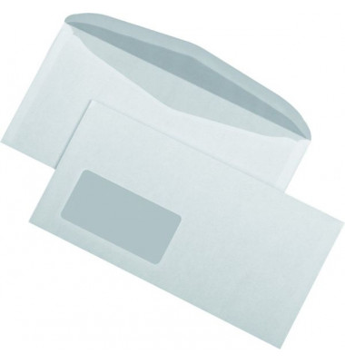 Kuvertierhüllen Kompakt mit Fenster nassklebend 75g weiß 1000 Stück