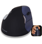 Vertikalmaus Evoluent 4, 5 Tasten, kabellos, USB-Funk, Rechtshänder, ergonomisch, hohe Auflösung, optisch, schwarz, silber