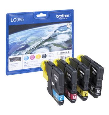 Druckerpatrone LC-985 schwarz / cyan / magenta / gelb 1x ca 300 Seiten / 3x ca 260 Seiten Multipack