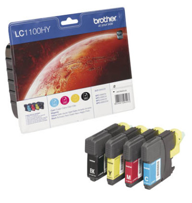 Druckerpatrone LC-1100HY schwarz / cyan / magenta / gelb 1x ca 900 Seiten / 3x ca 750 Seiten Multipack