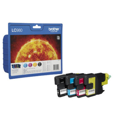 Druckerpatrone LC-980 schwarz / cyan / magenta / gelb 1x ca 300 Seiten / 3x ca 260 Seiten Multipack