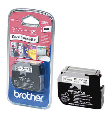 P-touch Schriftband MK-231BZ 12mm x 8m schwarz/weiß selbstklebend