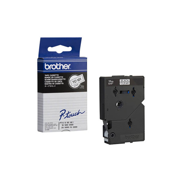 4977766050487 - 12 mm schwarz auf transparent brother Schriftband TC-101 TC101 12 mm schwarz auf transparent 1 St TC101 4977766050487