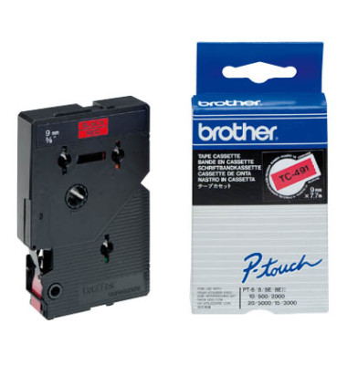 P-Touch Schriftband TC-491 schwarz auf rot 9mm x 7,7m P-Touch Schriftband TC-491 schwarz auf rot 9mm x 7,7m