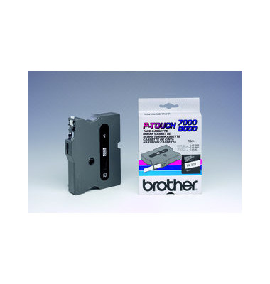 P-touch Schriftband TX-221 9mm x 15,4m schwarz/weiß laminert selbstklebend