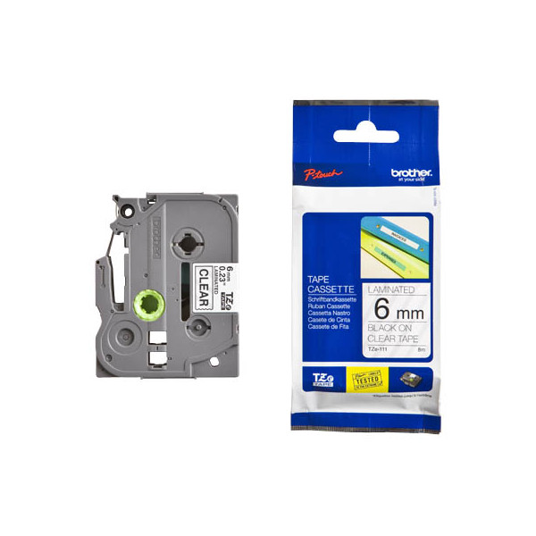 4977766684750 - 6 mm schwarz auf transparent brother Schriftband TZe-111 TZE111 6 mm schwarz auf transparent 1 St TZE111 4977766684750