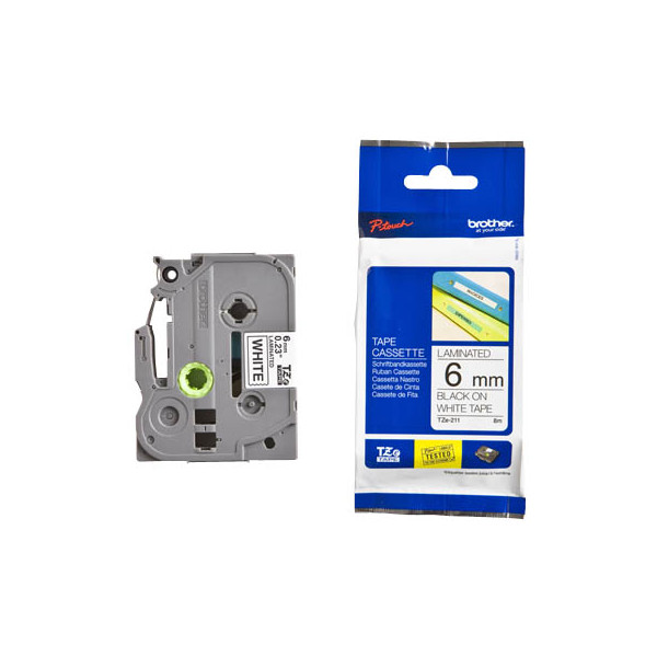 4977766685054 - 6 mm schwarz auf weiß brother Schriftband TZe-211 TZE211 6 mm schwarz auf weiß 1 St TZE211 4977766685054