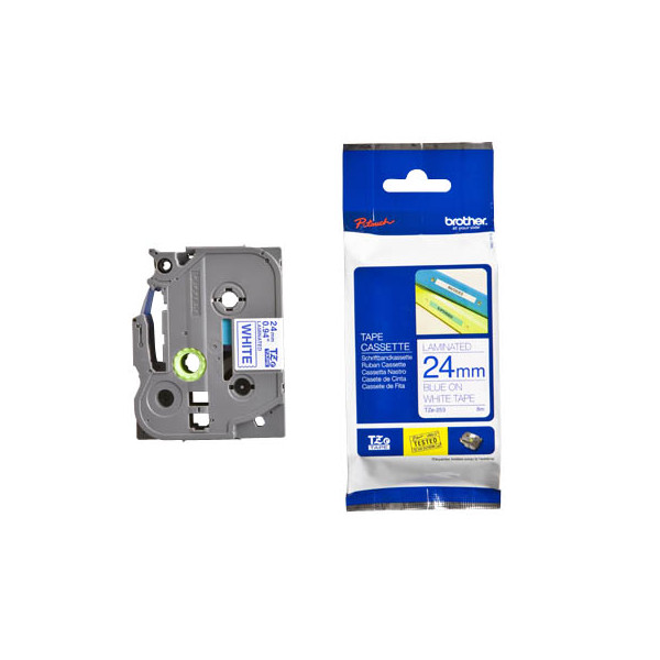 4977766685498 - Schriftband 24mm - Blau auf weiss - TZe - Wärmeübertragung - - PT-2430PC - PT-2700 - PT-2730 - PT-9600 - PT-9700PC - PT-9800PCN - 24 cm