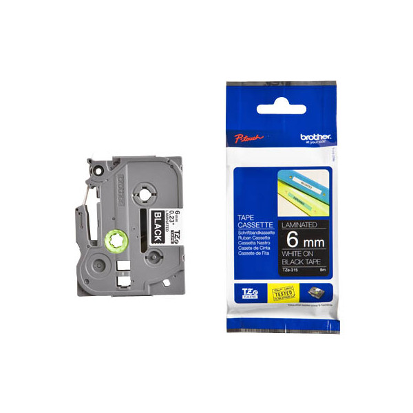 4977766685634 - 6 mm weiß auf schwarz brother Schriftband TZe-315 TZE315 6 mm weiß auf schwarz 1 St TZE315 4977766685634