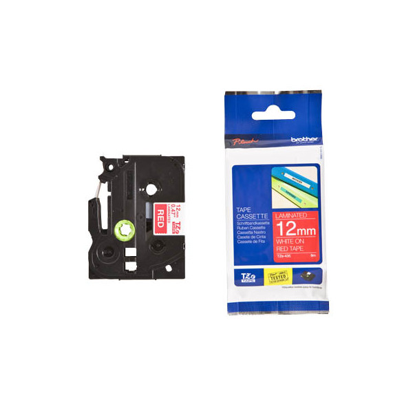 4977766686297 - TZe 435 - Laminiertes Band - Weiß auf Rot - Rolle (12 cm x 8 m) - 1 Rolle(n) - für P-Touch PT-1000 1005 1010
