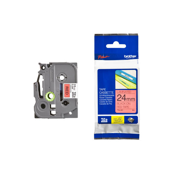 4977766686358 - TZe 451 - Laminiertes Band - schwarz auf rot - Rolle (24 cm x 8 m) - 1 Rolle(n) - für P-Touch PT-1400 1600 16