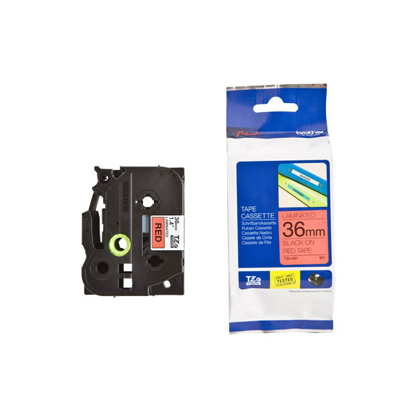 4977766686389 - TZe 461 - Laminiertes Band - schwarz auf rot - Rolle (36 cm x 8 m) - 1 Rolle(n) - für P-Touch PT-3600 PT-550