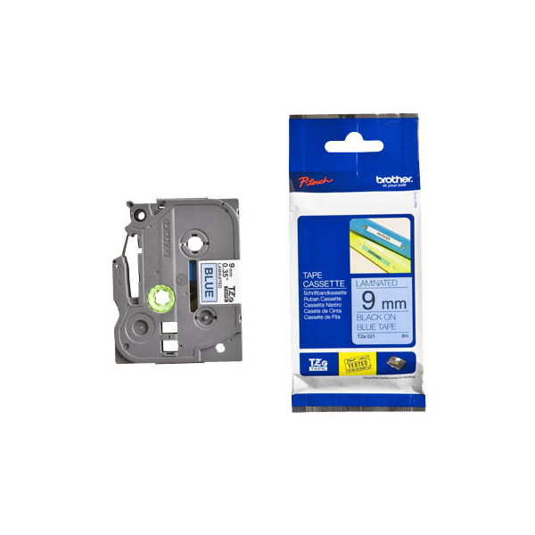 4977766686419 - Schriftband 9mm - Scwarz auf blau - TZe - Wärmeübertragung - - PT-1280HK - PT-1280SN - PT-1280KT - PT-D200HK - PT-1100SN - PT-1100KT - PT-2100VP - PT-2730 - PT-7600 - 9 mm