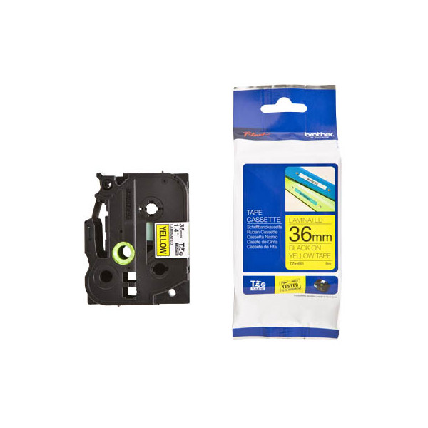 4977766686778 - TZe 661 - Laminiertes Band - Schwarz auf Gelb - Rolle (36 cm x 8 m) - 1 Rolle(n) - für P-Touch PT-3600 PT-550