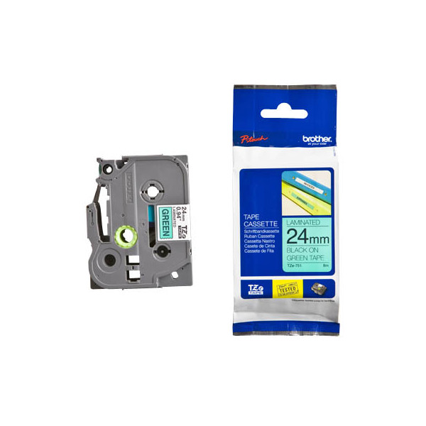 4977766692434 - TZe 751 - Laminiertes Band - Schwarz auf Grün - Rolle (24 cm x 8 m) - 1 Rolle(n) - für P-Touch PT-2420 2430 2