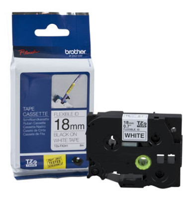 P-touch Schriftband TZe-FX241 18mm x 8m schwarz/weiß laminiert selbstklebend