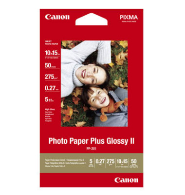 Fotopapier PP-201 Plus Glossy II 2311B003, 10x15cm, für Inkjet, 265g weiß hochglänzend einseitig bedruckbar