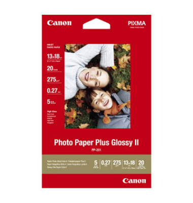 Fotopapier PP-201 Plus Glossy II 2311B018, 13x18cm, für Inkjet, 265g weiß hochglänzend einseitig bedruckbar