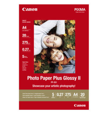 Fotopapier PP-201 Plus Glossy II 2311B019, A4, für Inkjet, 265g weiß hochglänzend einseitig bedruckbar