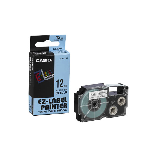 4971850120339 - Schriftband XR-12X1 12mm x 8m schwarz transparent laminiert stark selbstklebend 4971850120339 Casio