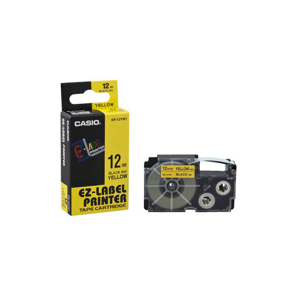 4971850120353 - XR-12YW1 - Selbstklebend - Schwarz auf Gelb - Rolle (12 cm x 8 m) 1 Kassette(n) Etikettenband - für Disc Title Printer CW-L300  KL 170 60 60SR 780 8100  Labemo MEP-K10