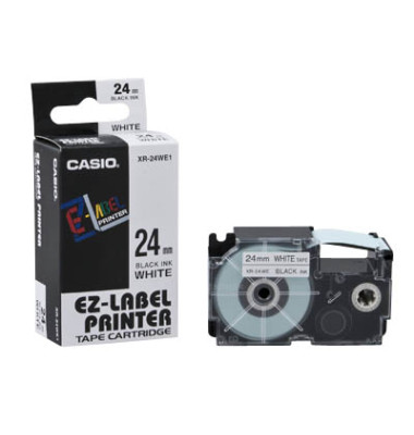 Schriftband XR-24WE1 24mm x 8m schwarz/weiß laminiert stark selbstklebend