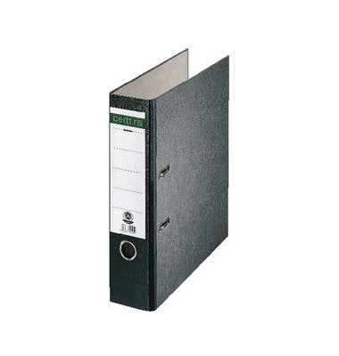 Ordner Standard 220105, A4 80mm breit Karton Wolkenmarmor schwarz