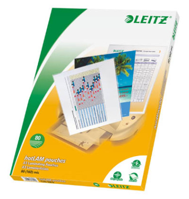 Laminierfolien iLAM Quality 33819, A3, 303x426mm, 80mic x2, glänzend