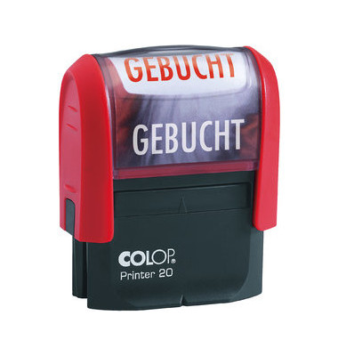 Stempel 20L GEBUCHT rot 1-zeilig