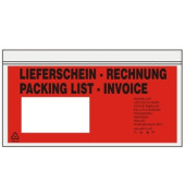 Lieferscheintaschen UNIPACK 522V0005010 Din Lang "LIEFERSCHEIN - RECHNUNG" selbstklebend 