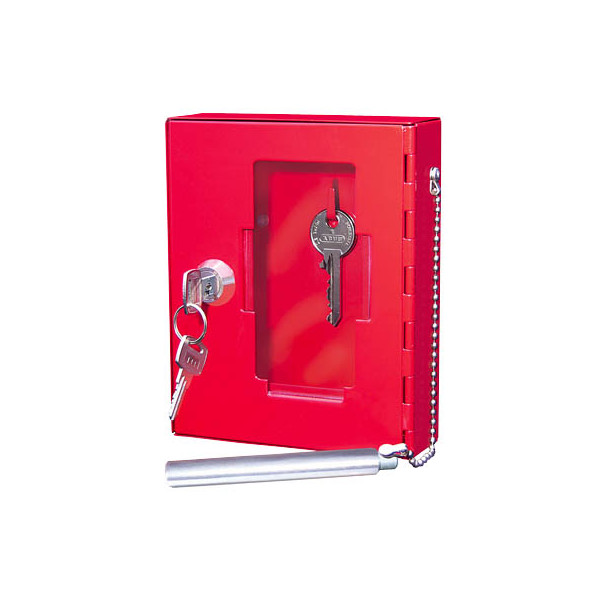 4003801789620 - Schlüsselschrank ® 12 x 15 x 4 cm (b x h x t) inkl Klöppel 2 Schlüsseln Stahlblech pulverbeschichtet rot - Wedo