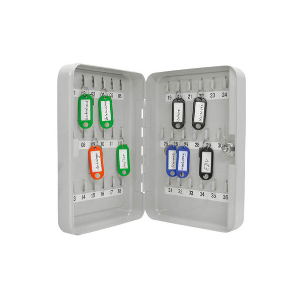 4003801789262 - Schlüsselkasten Schlüsselschrank 36 lichtgrau 36 Schlüsselhaken Sicherheitsschloss Grau