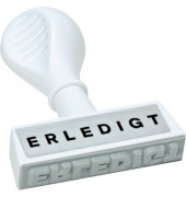 Stempel mit Text "ERLEDIGT" weiß