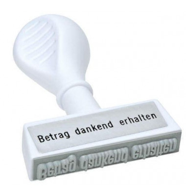 Stempel mit Text "Betrag dankend erhalten" weiß