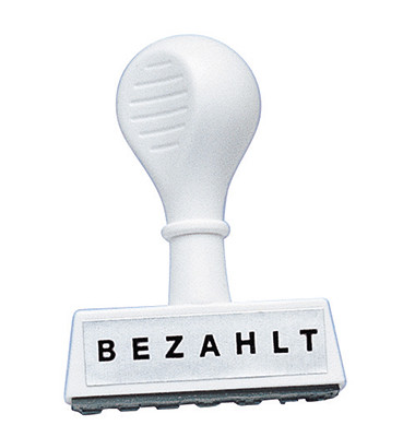 Stempel mit Text "BEZAHLT"