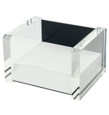 Zettelbox 607001, Acryl Exklusiv, 11,6x7,5x9,9cm (BxHxT), transparent/schwarz, Acryl, inkl.: 500 Notizzettel
