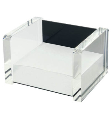 Zettelbox Acryl Exklusiv, farblos/schwarz, glasklar