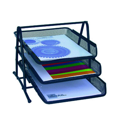 Briefablageset Office A4 / C4 schwarz 3 Körbe Briefablageset Office A4 / C4 schwarz 3 Körbe