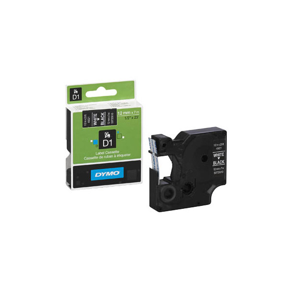 5411313450218 - DYMO D1-Etiketten weißer Druck auf schwarzem Untergrund 12 mm x 7 m selbstklebend für LabelManager-Etikettendrucker authentisches Produkt