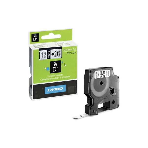 5411313409131 - DYMO D1-Etiketten Rolle 9 mm x 7 m schwarzer Druck auf weißem Untergrund selbstklebend für LabelManager-Etikettendrucker authentisches Produkt