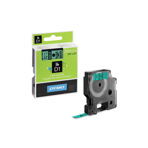 5411313409193 - DYMO Original D1-Etikettenband | schwarz auf grün | 9 mm x 7 m | selbstklebendes Schriftband | für LabelManager-Beschriftungsgerät