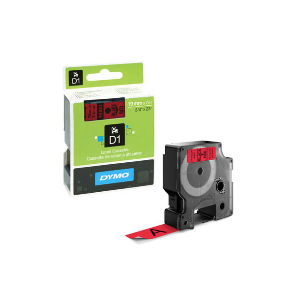 5411313452175 - DYMO Original D1-Etikettenband | schwarz auf rot | 19 mm x 7 m | selbstklebendes Schriftband | für LabelManager-Beschriftungsgerät